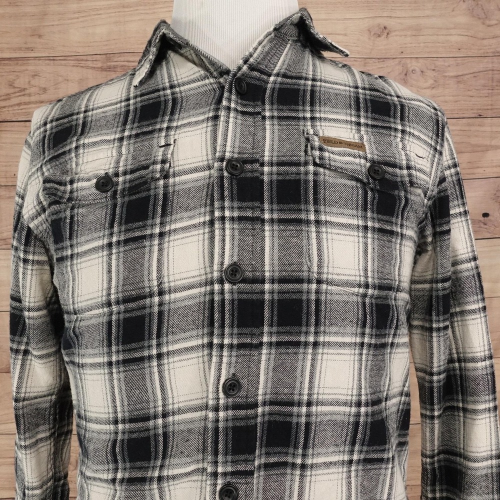 Field & Stream Shirt Mens M Black Plaid Long Sleeve Button-Up Flannel Cotton